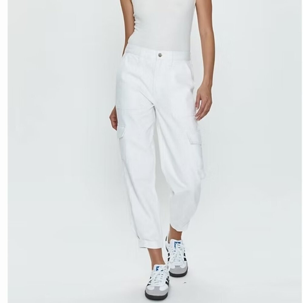 Pistola Josephine Ankle Barrel Leg Cargo Jeans White 25 NWT